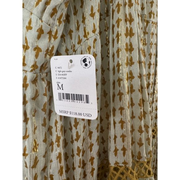 Free People Midnight Dance Maxi Dress NWT Medium Light Grey Boho Prairie Tiered - Picture 10 of 10